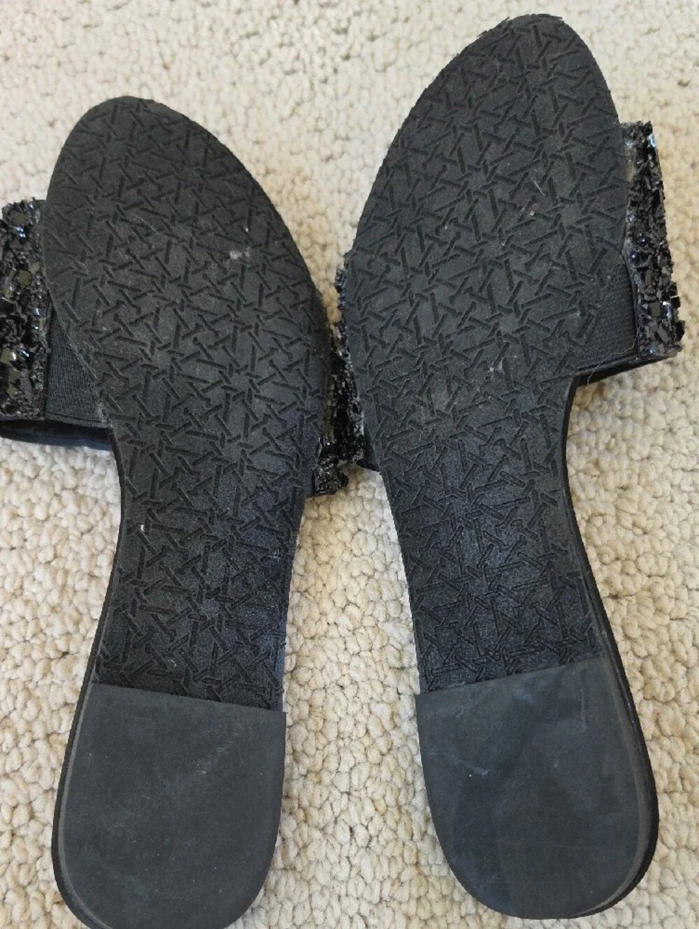 Jewel Badgley Mischka Black Beaded Slide Flats